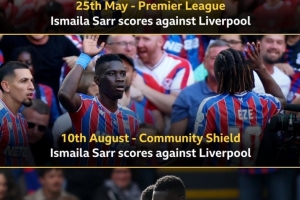 紅軍苦主，水晶宮前鋒薩爾連續(xù)3次面對(duì)利物浦均破門