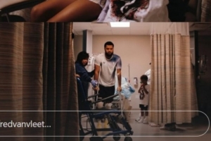 范弗里特曬病房照：有孩子作陪 自己已經(jīng)可以拄拐下地