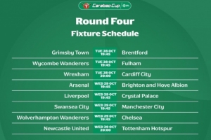 聯(lián)賽杯第4輪：阿森納vs布萊頓、利物浦vs水晶宮10月30日3:45進(jìn)行