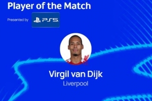 1進(jìn)球6解圍，范戴克當(dāng)選利物浦5-1客勝法蘭克福全場(chǎng)最佳球員