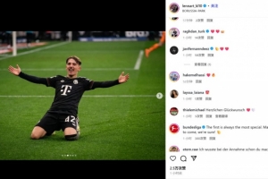 17歲卡爾社媒曬滑跪慶祝照，德甲官方鼓勵：聯(lián)賽處子球總是很特殊