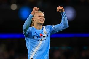 哈蘭德近5個(gè)英超主場進(jìn)9球，對陣?yán)澛?lián)進(jìn)球?qū)⒊勺羁?00球的球員