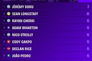 本賽季英超創(chuàng)造重大機會榜：多庫7次居首，謝爾基、賴斯5次