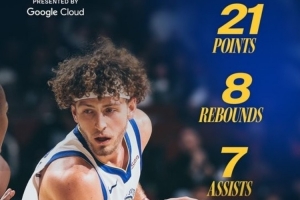 21+8+7+5記三分！勇士官方曬波杰姆數(shù)據(jù)海報(bào)：本場(chǎng)最佳球員