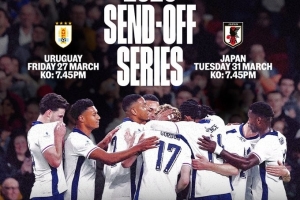 英格蘭3月友誼賽安排：3月28日對烏拉圭，4月1日對日本