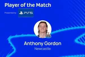 傳射建功！戈登當(dāng)選紐卡2-2勒沃庫(kù)森歐冠官方全場(chǎng)最佳球員