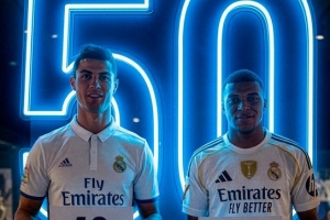 姆巴佩前50場西甲打進47球，聯賽歷史僅次于打進48球的C羅