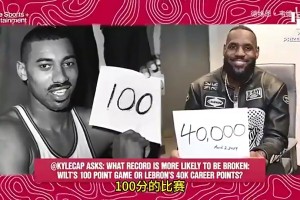張伯倫單場百分和詹姆斯4萬分哪個更容易？保羅喬治：100分！