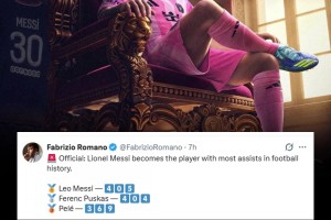 歷史助攻第一人?? ！羅馬諾：梅西超越普斯卡什